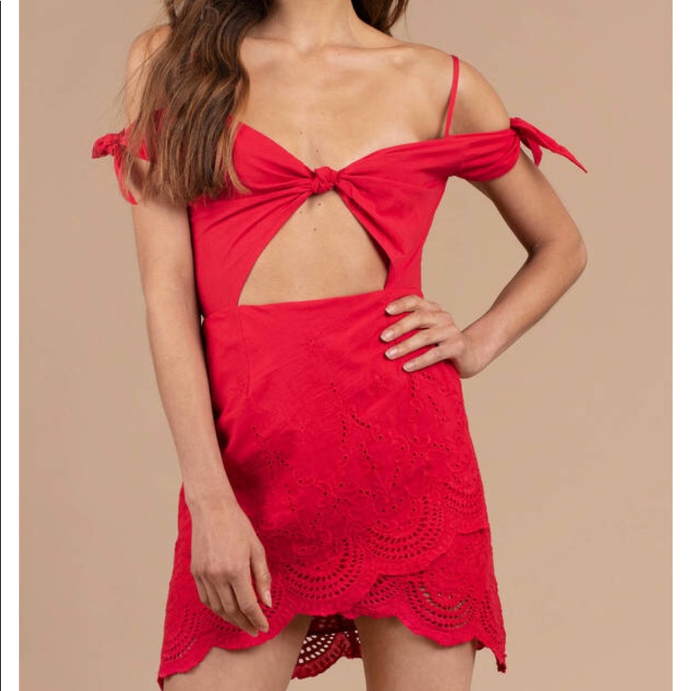 Tobi Red Embroidered Dress